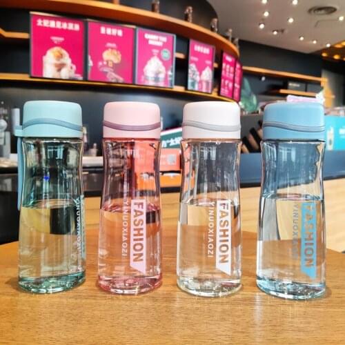 New simple outdoor leisure sports plastic cup large capacity with tea partition convenient silicone handle transparent water cup