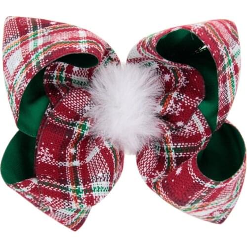 New Christmas Bow Hair Clips Newborn Infant Toddler Plaid Duckbill Clip Baby Girls Kids Christmas Gift Dress Up Bow Hairpins