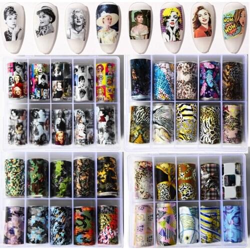 Leopard Nail Art Foil Transfer FOIL BOX Snake Foil Paper 10 SNAKE or SERPENTINE Designs Patterns Nail Sticker Foils Decals