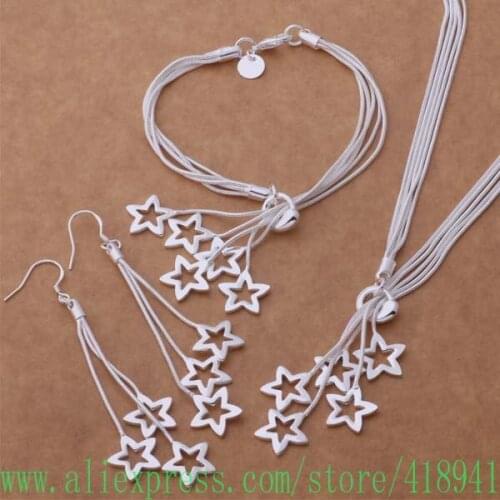 Silver Plated Jewelry Sets Bracelet 185 + Necklace 439 + Earring 530 /ekianbpa blkakcra AS370