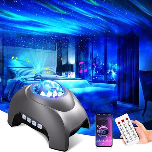 Northern Lights Aurora Projector Galaxy Star Projector Bluetooth Music Speaker White Noise Night Light Aurora Lamp Decor for Kid