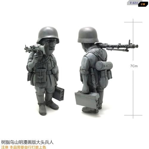 Q Resin Kits Edition Figure Soldier Big Head Soldier Machine Gunner Y-a24