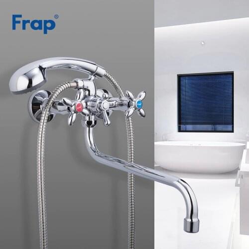 FRAP Bathtub Faucets torneira classic shower bath faucet long nose bath tub facuet hot and cold water mixer dual handle control