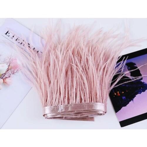 1Meter Dyed Ostrich Feathers Trim Dress Decoration Sewing Carnival Clothes Needlework Accessory Plumes Ribbon For Crafts 8-10CM