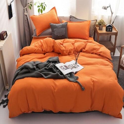 WOSTAR Solid colour bedding set king size duvet cover bed sheet and pillowcases home bedclothes comforter set bedroom decoration