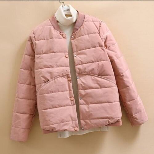 Winter Women Parka Thin Coat 2021 Spring/Autumn Lightweight Cotton Jacket Jersey Trendy Loose Short Stand Collar parkas coat