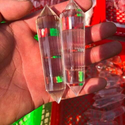 1pcs Natural white crystal multifaceted double end Vogel inspired crystal stick