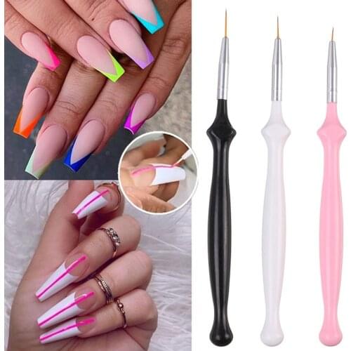 3pcs/set Nail Art Drawing Pen Brush UV Gel DIY Drawing Gradient Flower Grid Stripe Line Brush Nail Design Nail Accessories Tool
