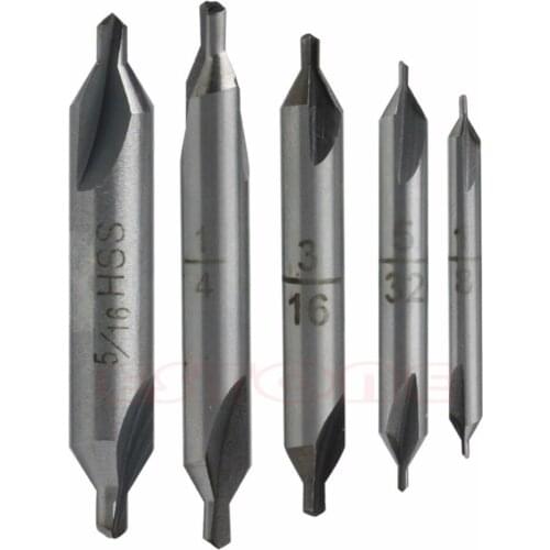 5Pcs/lot HSS Center 60 degrees Spotting Drill Bits Combined Countersink High Speed Tool