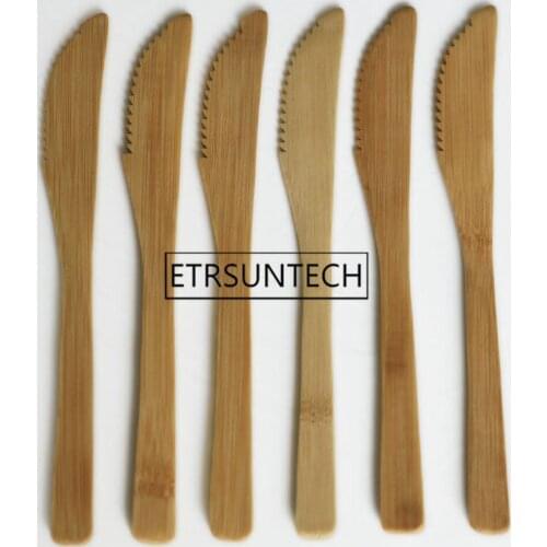 500pcs Solid Bamboo Dinner Knife Reusable Bamboo Cheese Knife Butter Jam Spreaders Dining/Serving Utensil