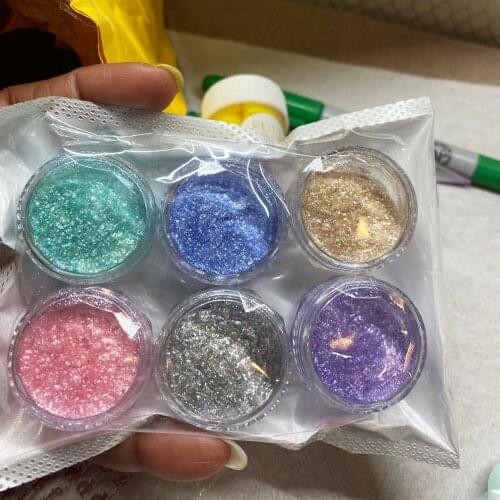 6 Jars Of Sparkling Unicorn Dreams Craft Mica Pigment Powders for Nail Art 6 Colors Super Shiny Unicorn Kisses Glitter