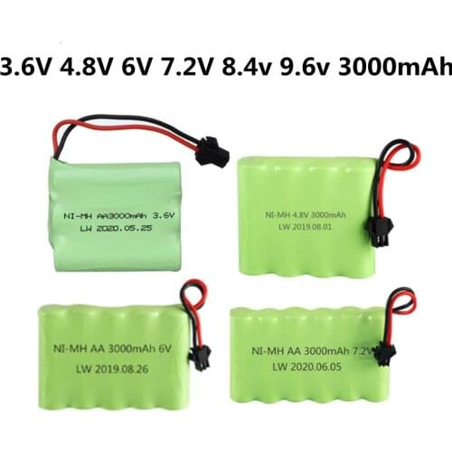 3.6V 4.8V 6V 7.2V 8.4v 9.6v 3000mah NI-MH Battery For Rc toy Car Tanks Boat Gun AA 3.6 v nimh Rechargeable battery SM Plug