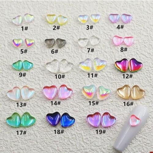 50pcs/pack Korea 3D Kawaii Nail Art Accessories Glitter Crystal Heart Nail Parts Charm Nail Deco Supplies for Professionals