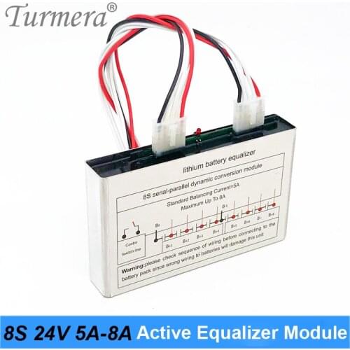 Turmera 8S 24V 5A 8A Active Equalizer Module for 3.2V 100Ah 280Ah 310Ah Lifepo4 Battery and 3.7V 18650 Lithium Battery Pack Use