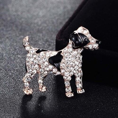 White Clear Rhinestone Crystal Dog brooches bouquet for mens new year gifts fashion Womens cartoon animal hijab pins broches