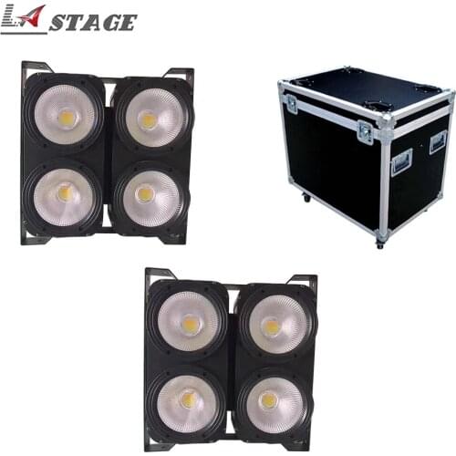 Free Shipping 2pcs/lot With Flight CASE 4*100W COB 4 Eyes LED White Color Blinder Light Led Audience Light Matrix Pixel COB Lamp