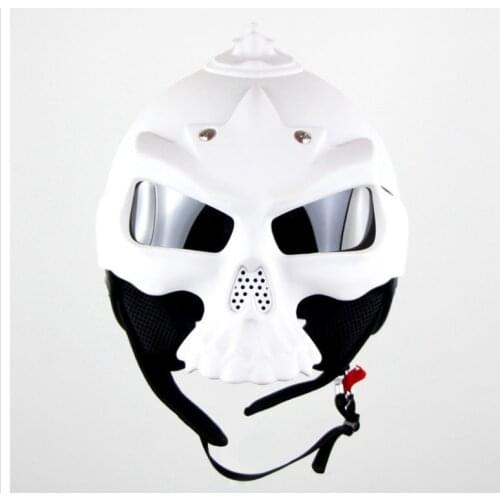 Free shipping 7 Color Dual Use Skull Motorcycle Helmet Capacete Casco Novelty Retro Casque Motorbike Helmet White