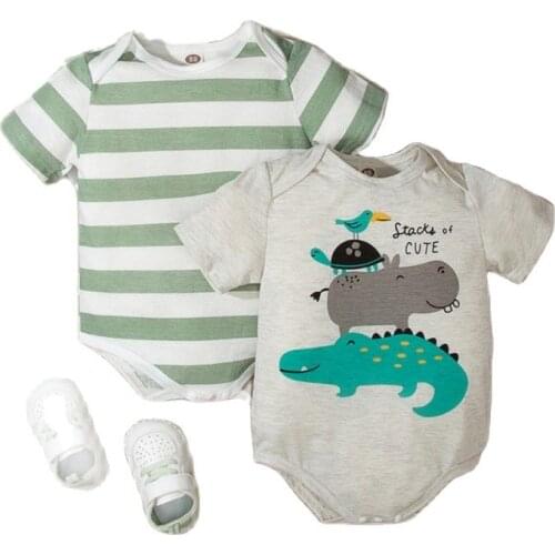 Bobora Girls' 2Pack Short-Sleeve Bodysuit Baby Boy Clothes Cotton Baby Jumpsuit Baby Cartoon Short Sleeve Clothes