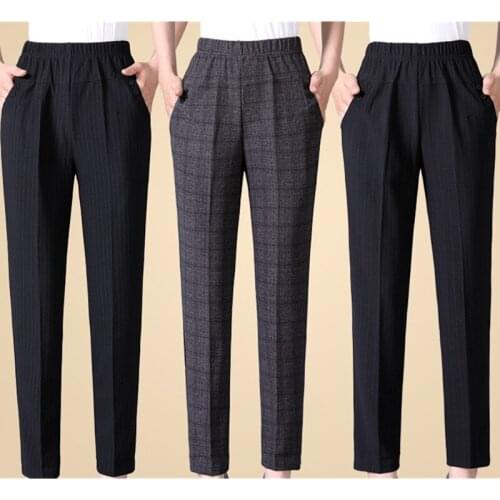 Elastic Waist Moms Pants Middle-aged Women Autumn Winter Trousers Big Size Loose Plus Velvet Female Ankle-length Trousers 8XL