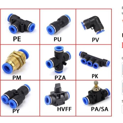 2PCS Pneumatic Push In Fittings PU/PE 4mm 6mm 8mm 10mm 12mm 14mm 16mm Connectors Air Water Hose tube Quick Release Joiner