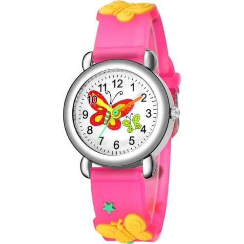 Waterproof Silicone Cute 3D Butterfly Watches Cartoon Child Watch Girl Student Quartz Clock Kids Quartz Analog Wrist Watch Gift