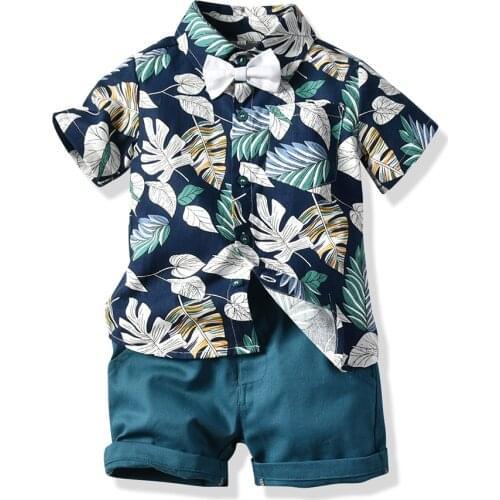 Ircomll Boys Summer Clothes set Kid Baby Sets Fashion Beach Leaf Flower Print Shirt + Shorts Holiday Outfit Clothing Costume