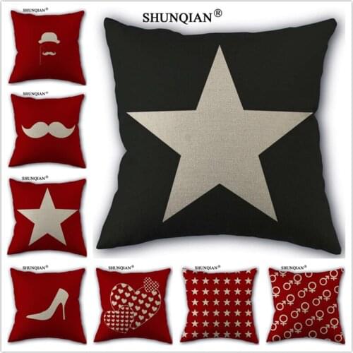 Linen Cotton Simple style pattern Pillow Cover Custom Print Home Decorative Pillows Cases 45x45cm one side WJY425-2
