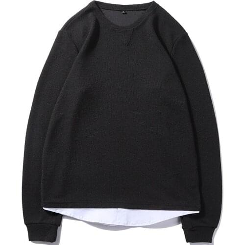 Mens 2019 Fall New Korean Fashion Cotton Long Sleeve Tops Crewneck solid color Backing Shirt hoodies sweatshirts men streetwear