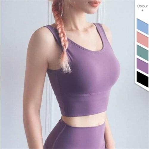 2021 New Sports Bra Fully Wrapped Fashion Yoga Top Vest Deep U Beauty Back Shockproof Gathered Fitness Underwear