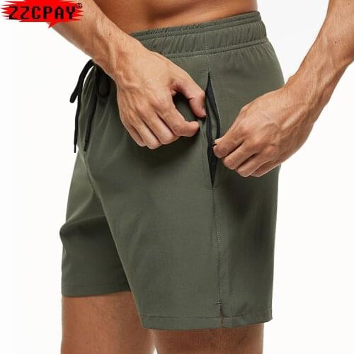 2021 Mens Stretch Swim Trunks Quick Dry Beach Shorts with Zipper Pockets and Mesh Lining Athletic Running Shorts