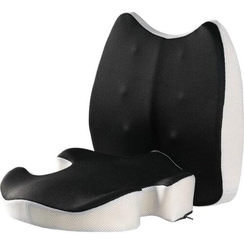 Memory Foam Coccyx Seat Cushion Back Lumbar Cushion Set for Office Chair Car Seat Tailbone Pain Relief