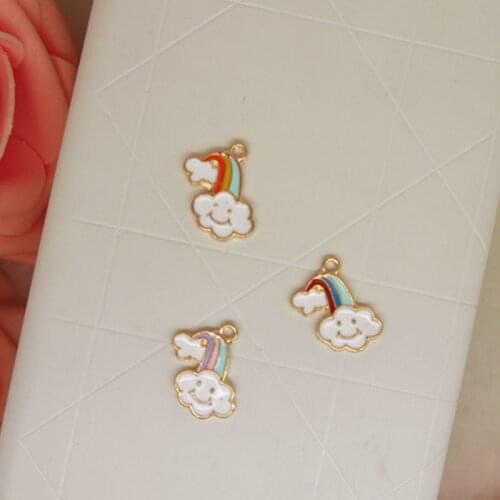 MRHUANG 10pcs Lovely Rainbow Enamel Charms Alloy Pendant fit for bracelet DIY Fashion Jewelry Accessories