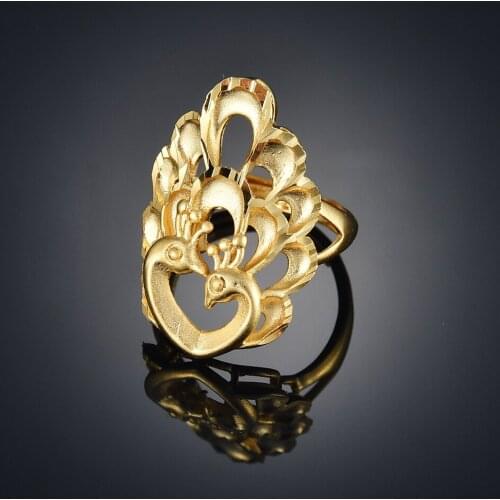 Gold Plated Vintage Hollow Out Heart Geometric Open Rings for Women Engagement Wedding Rings Adjustable Fashion Trendy Jewelry