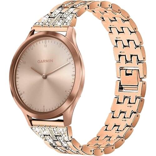 20mm 22mm Bling Strap Compatible Garmin Watch Vivoactive 4 3 Garmin Vivomove HR Active Watch Jewelry Metal Wrist Strap Diamond