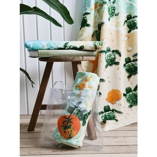 SBA Figure Sea Towel 100% Cotton 75 X150 Cm Kids Bath Towels Beach Cover With Bag Quick Drying Swimming Accessories portable