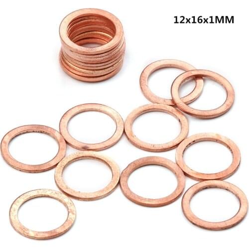 20PCS 12x16x1mm Solid Copper Washer Flat Ring Gasket Sump Plug Oil Seal Fittings Washers Fastener Hardware Accessories
