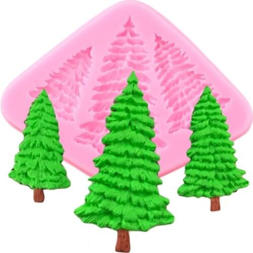 3 Hole Christmas Tree Shaped Silicone Mold Cake Decoration Fondant Cookies Tools 3D Silicone Mould Gumpaste Candy