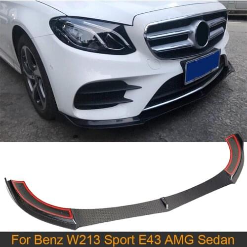 Carbon Fiber Front Bumper Lip Spoiler For Mercedes-Benz E Class W213 Sport E43 AMG 4 Door 2016-2019 Car Front Bumper Lip Spoiler