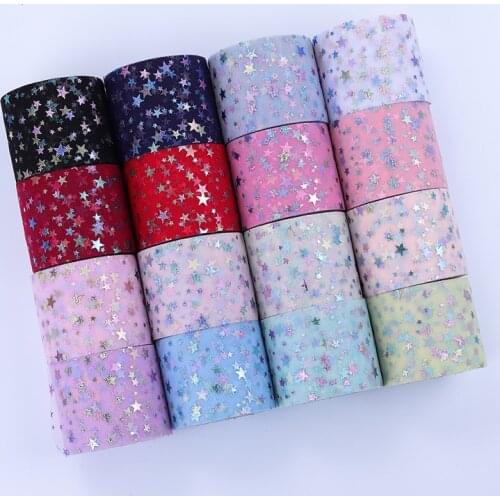 Star Tulle 60/80mm 25Yards Bronzed Tutu Fabric for DIY Tutu Pom Skirt Trimming Lace Fronze Theme Sewing Fabric Party Supplies