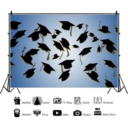 Graduating Class Blue Sky Hat Portrait Photography Backdrop Decor Party Photo Background Studio Photocall Props