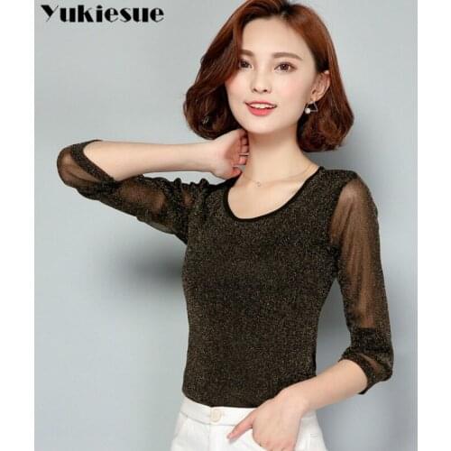 Harajuku Transparent Mesh T-Shirt for Women long sleeve sexy skinny streetwear womens tops & tees female t-shirts plus size