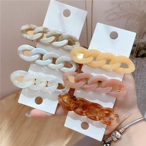 2020 Korean New Trendy Acrylic Acetic Acid Resin Chain Barrettes Hair Clips Hairpins For Women Fashion Hair Accessories