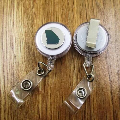 Georgia ID Badge Reel gift for him/her friend family retractable recoil id badge holder work fun