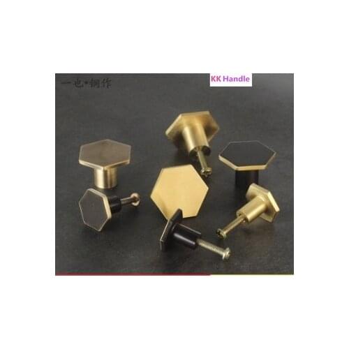 Gold Antique Brass Hexagon Knobs Cabinet Knob Handle Dresser Knobs Drawer Pulls Kitchen Furniture Hardware Wall Cloth Hooks