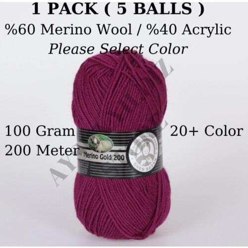 1 Pack ( 5 Balls ) Madame Tricote Paris ( Oren Bayan ) Merino Gold 200 Hand Knitting Yarn Crochet Tool Kit Cardigan Sweater