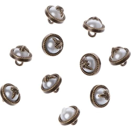 2021 New 10Pcs 10mm Faux Pearl Bee Buttons For Sewing Overcoat Wedding Crafts Scrapbooking Embellishment DIY