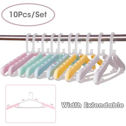 10pcs/set Baby Clothes Hanger Childrens Plastic Hanger Non-slip T-Shirt Hanging Underwear Hangers Telescopic Width for Adult