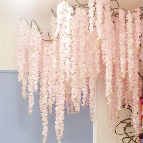 30cm/60cm/90cm/120cm Artificial Flower String Encryption Hydrangea Wisteria Vine for Wedding Centerpieces Decorations 100pcs lot