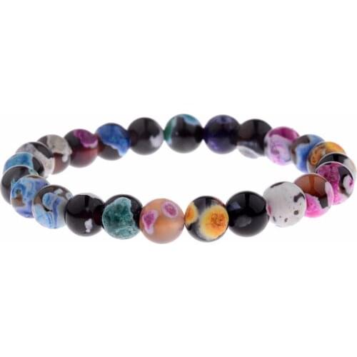 8mm Blue Nature Stone Strand Bracelets Multicolor 7 Chakra Healing Balance Bracelet Yoga Reiki Prayer Bijoux