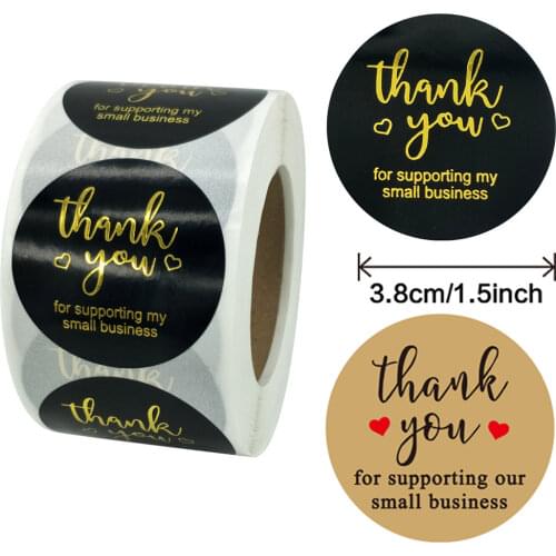 8 Roll 'Thank You for Supporting My Small Business' Stickers for Packaging Shipping 1.5 Inch Round Seal Labels Wholesale X2
